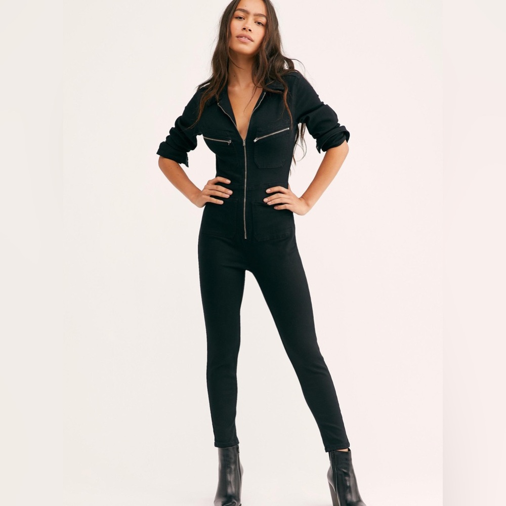 Free People Lennox Jumpsuit - Black XS, like new